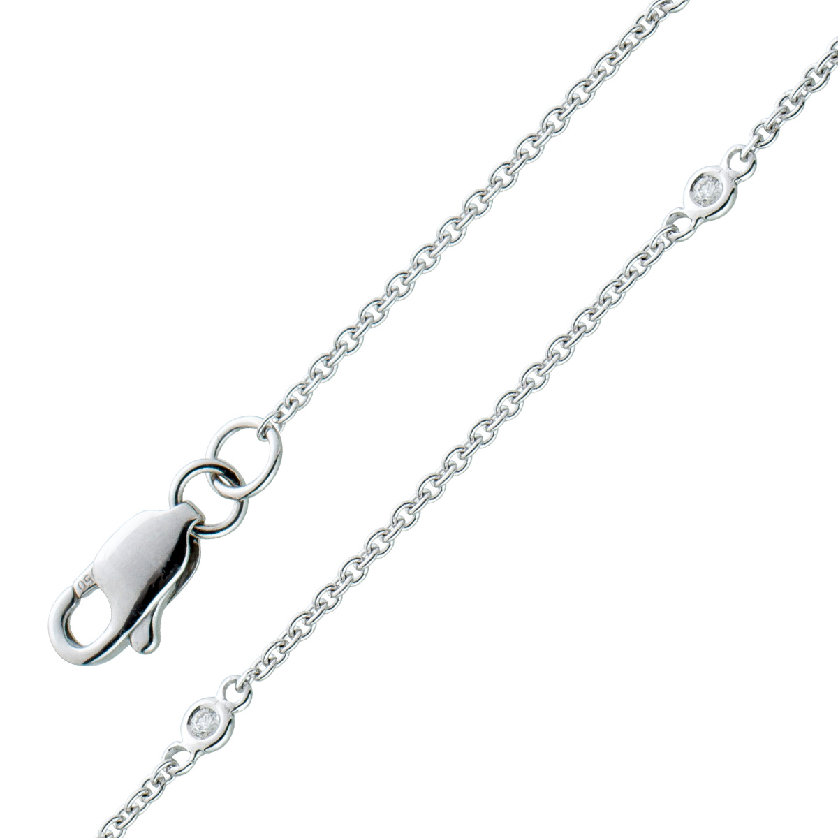 Diamant Ankerarmband Weißgold 750 18 Karat 5 Diamanten 0.05ct W P1 18