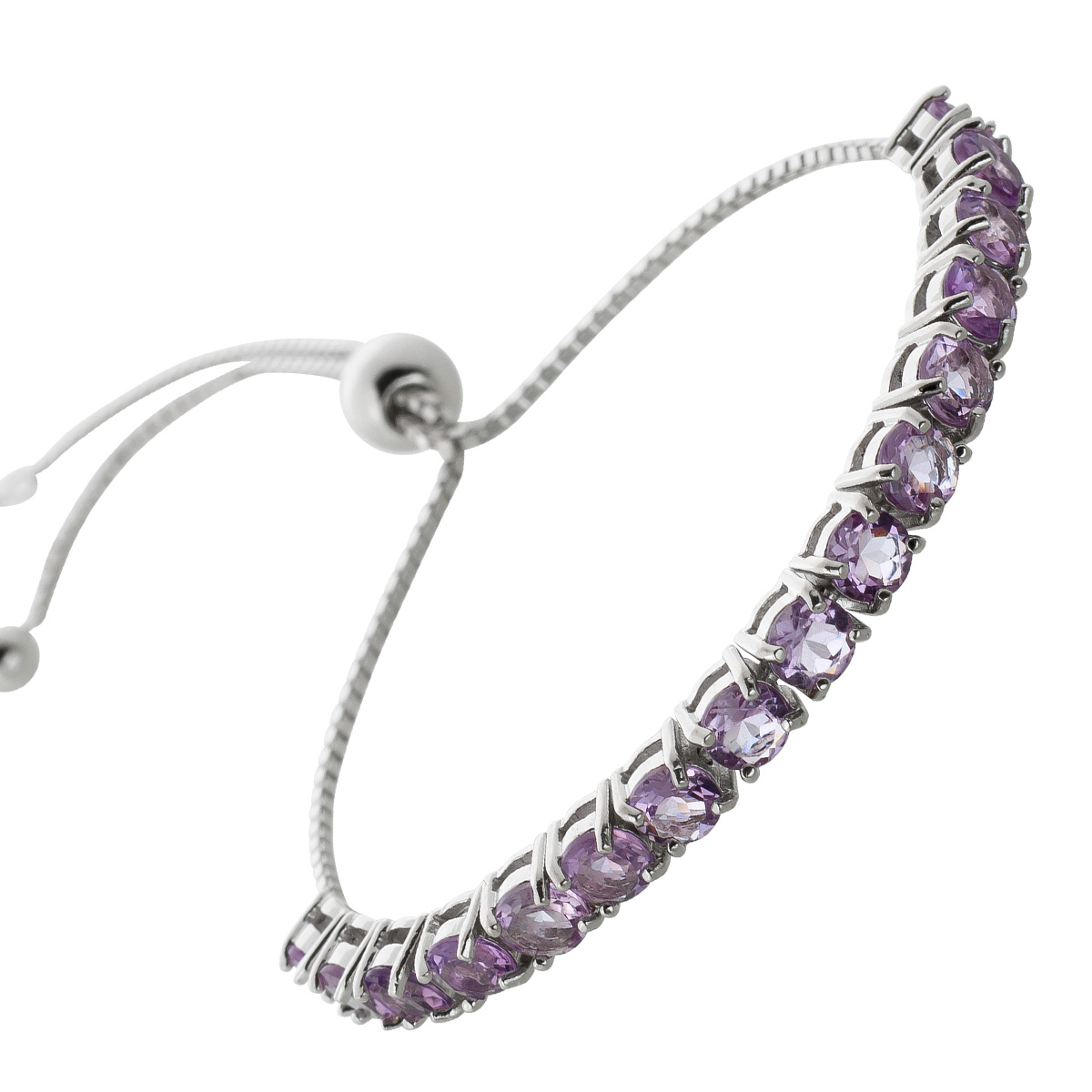 Bolo Armband Silber 925 lila Amethyst Edelsteine 25