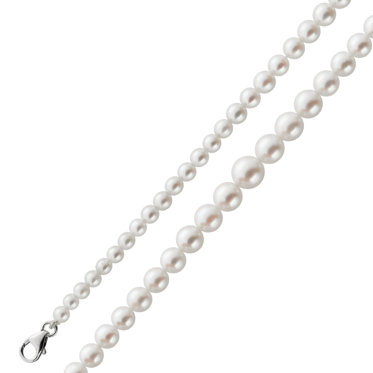 Perlenkette 37cm 7mm japanischen Akoyaperlen Karabiner 37