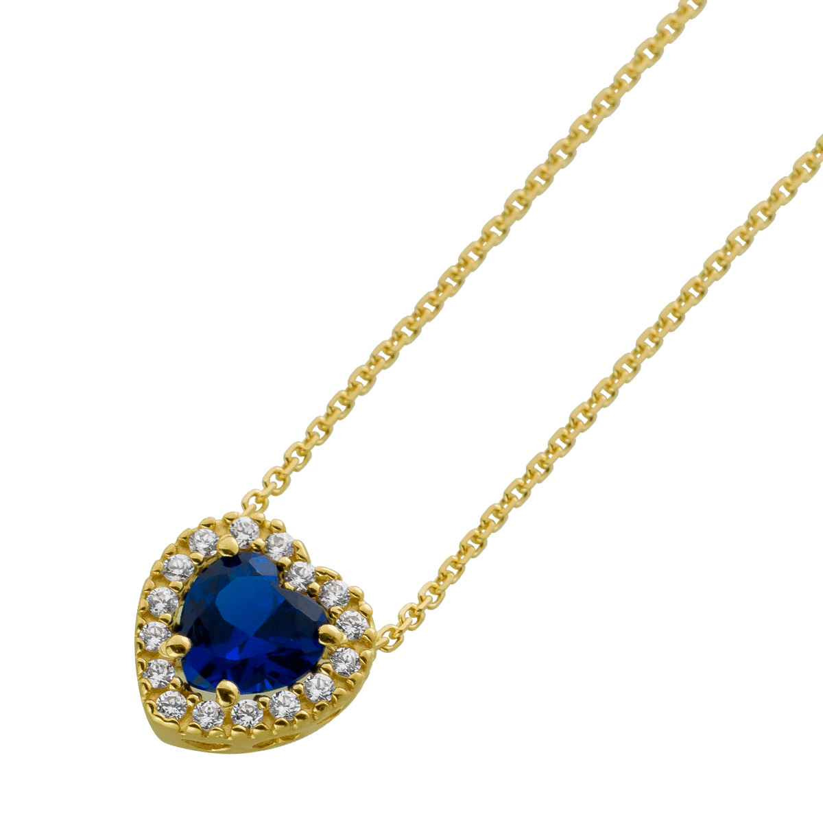 Ankerkette Herz Anhänger Gelbgold 375 Zirkonia Edelstein Look 45