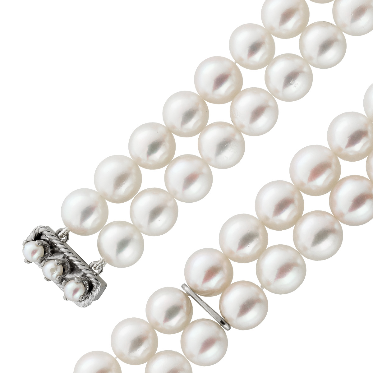 Akoyaperlen Armband 19cm 7mm Weißgold 585 Schließe 19