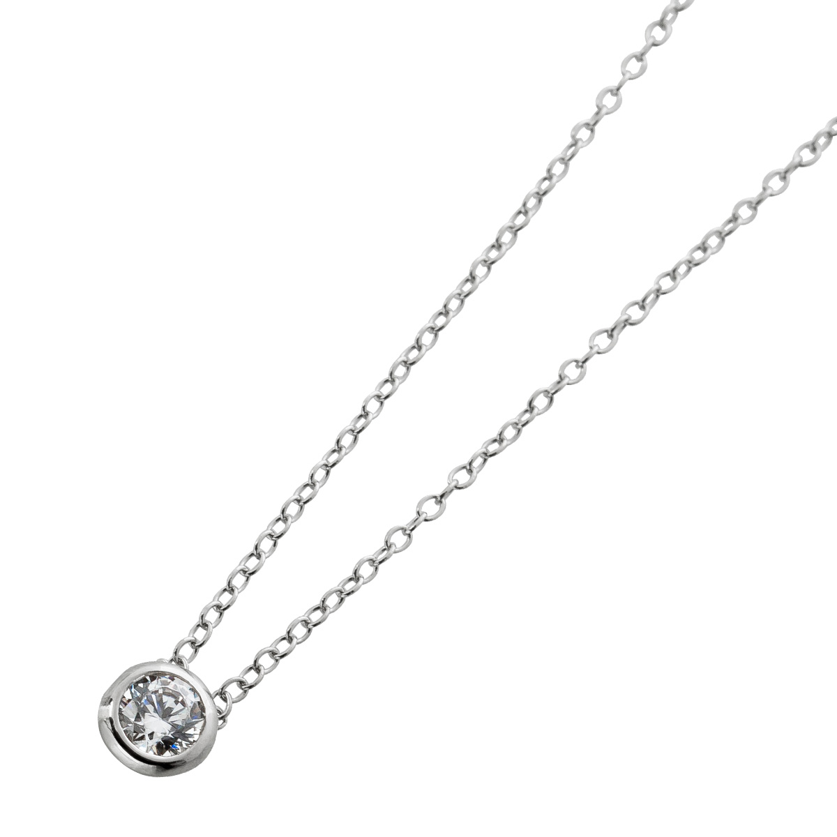 Ankerkette runder Anhänger Silber 925 weißer Solitär Zirkonia 45