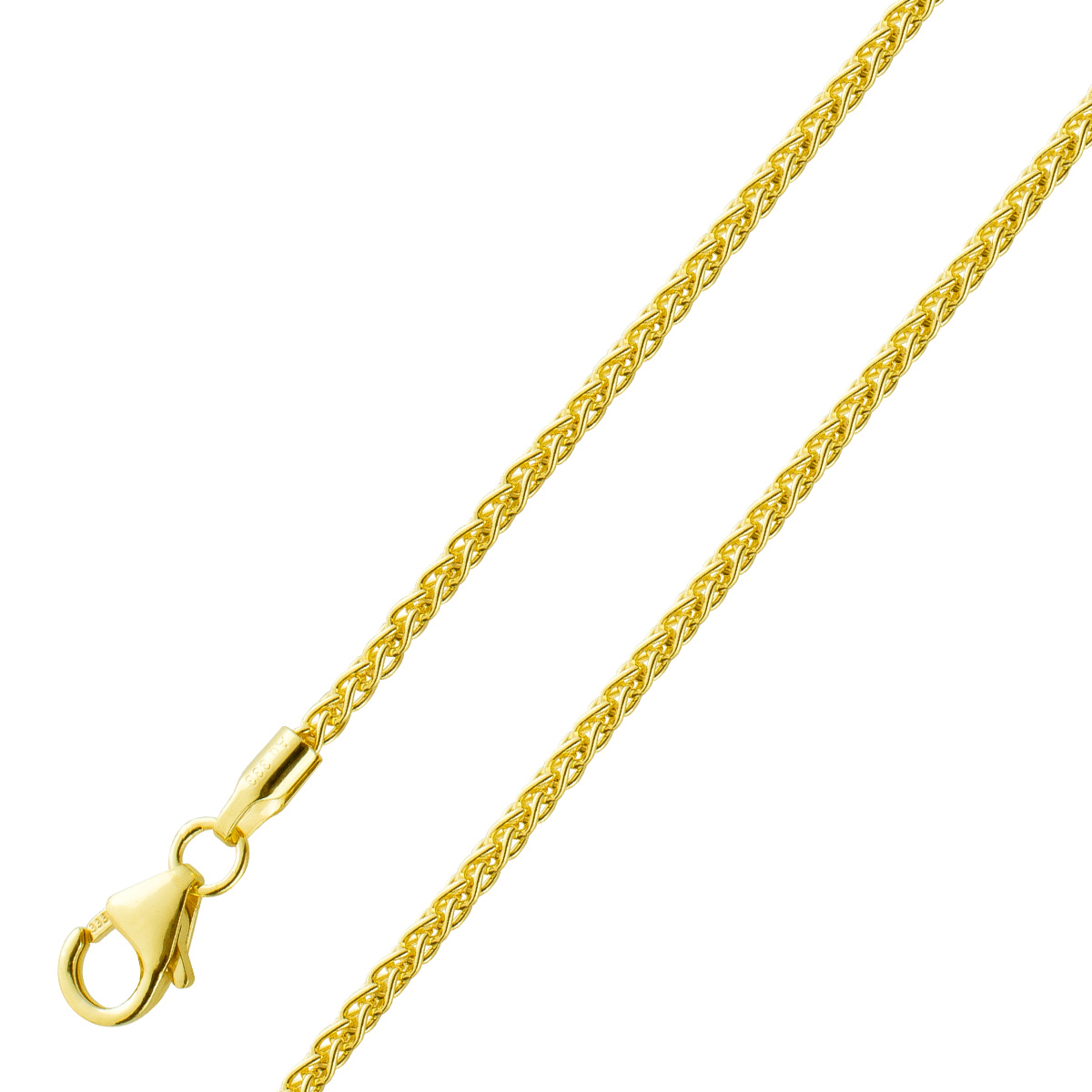 Zopfkette 1,7mm Gelbgold 333 8 Karat massiv UNISEX 50