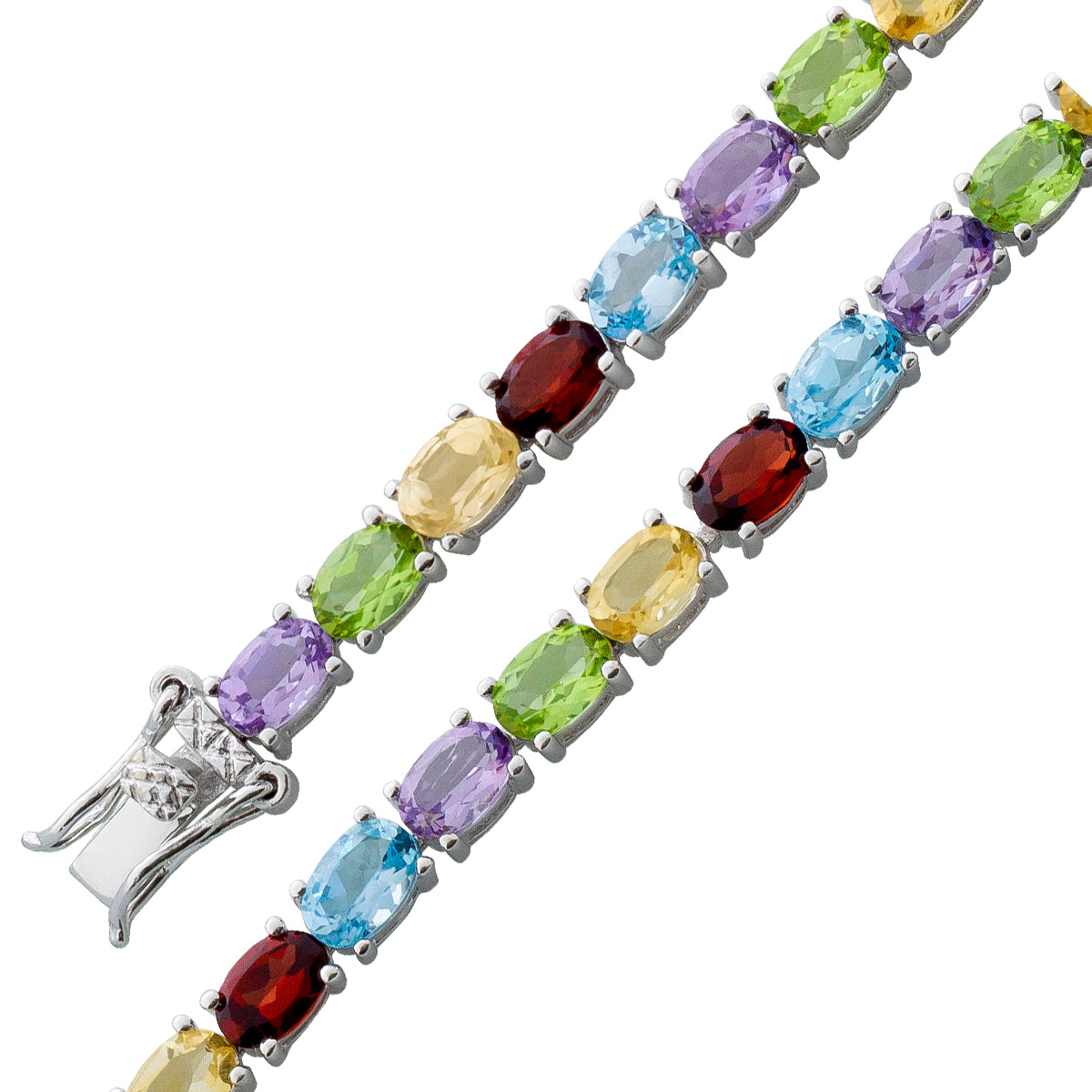 Armband Silber 925 Peridot Citrin Amethyst Granat Blautopas Edelstein 21