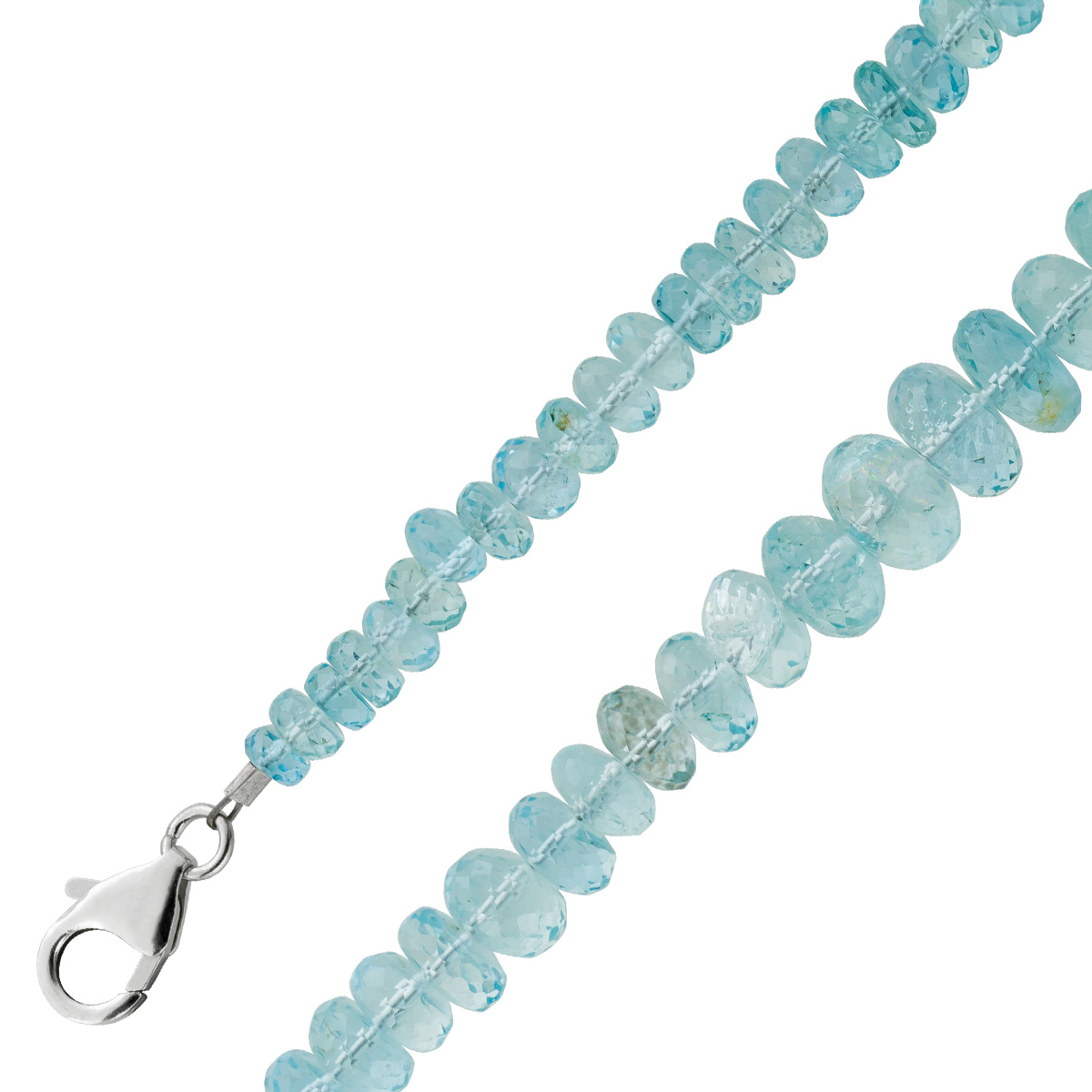 Aquamarinkette blaue Aquamarin Edelsteine 5-10mm Silber 925 64