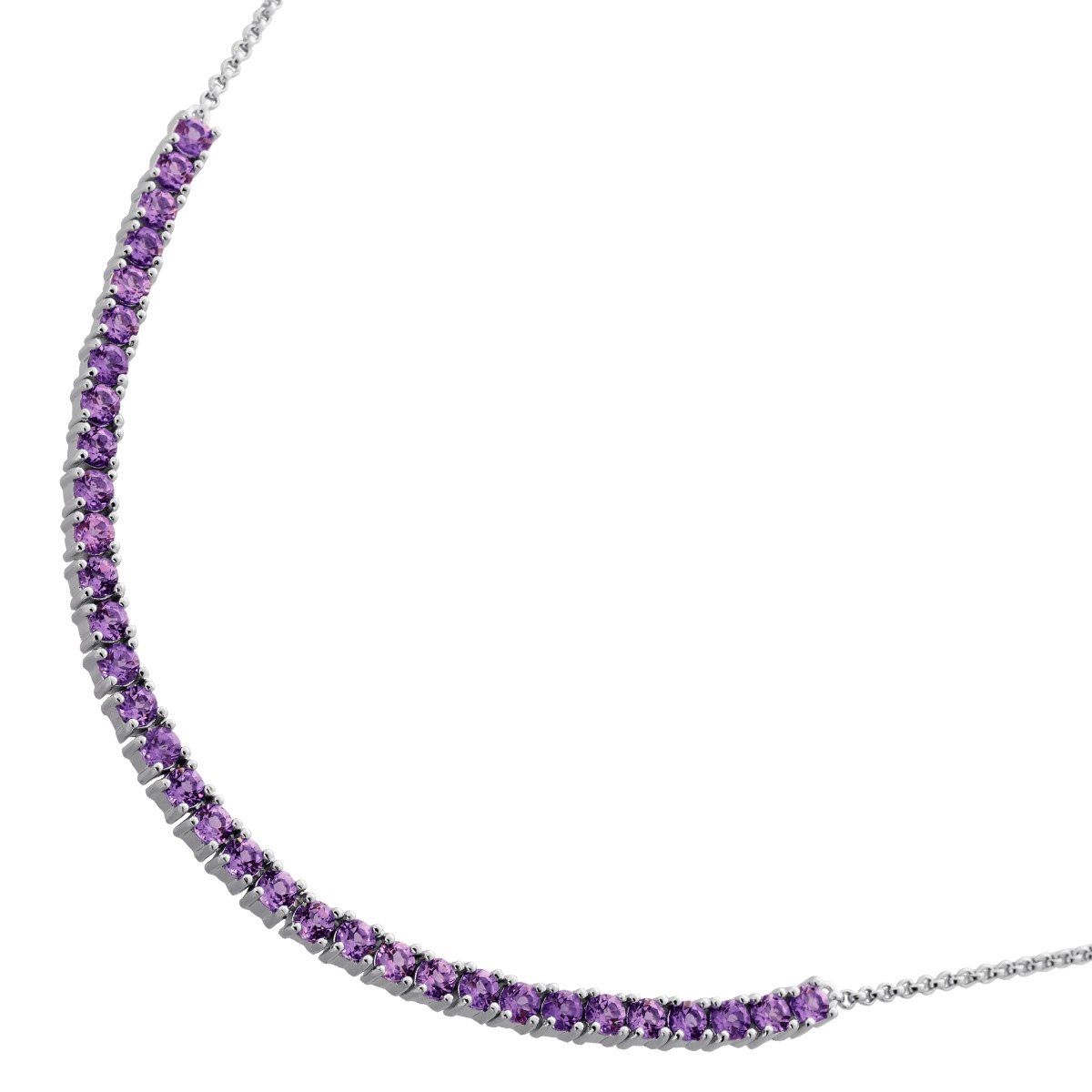 Amethyst Kette Silber 925 Edelstein 42cm 47
