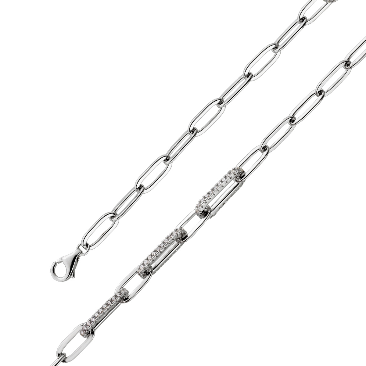 Armband Silber 925 rhodiniert 75 Zirkonia poliert verstellbar 23