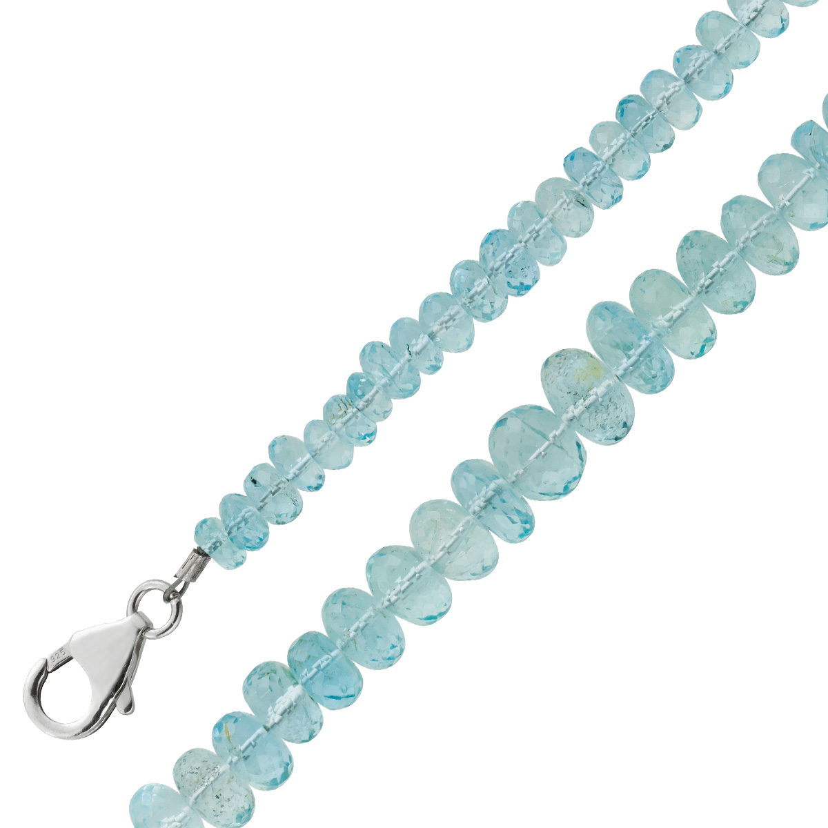 Aquamarin Kette ozean blaue Edelsteine 8mm 61