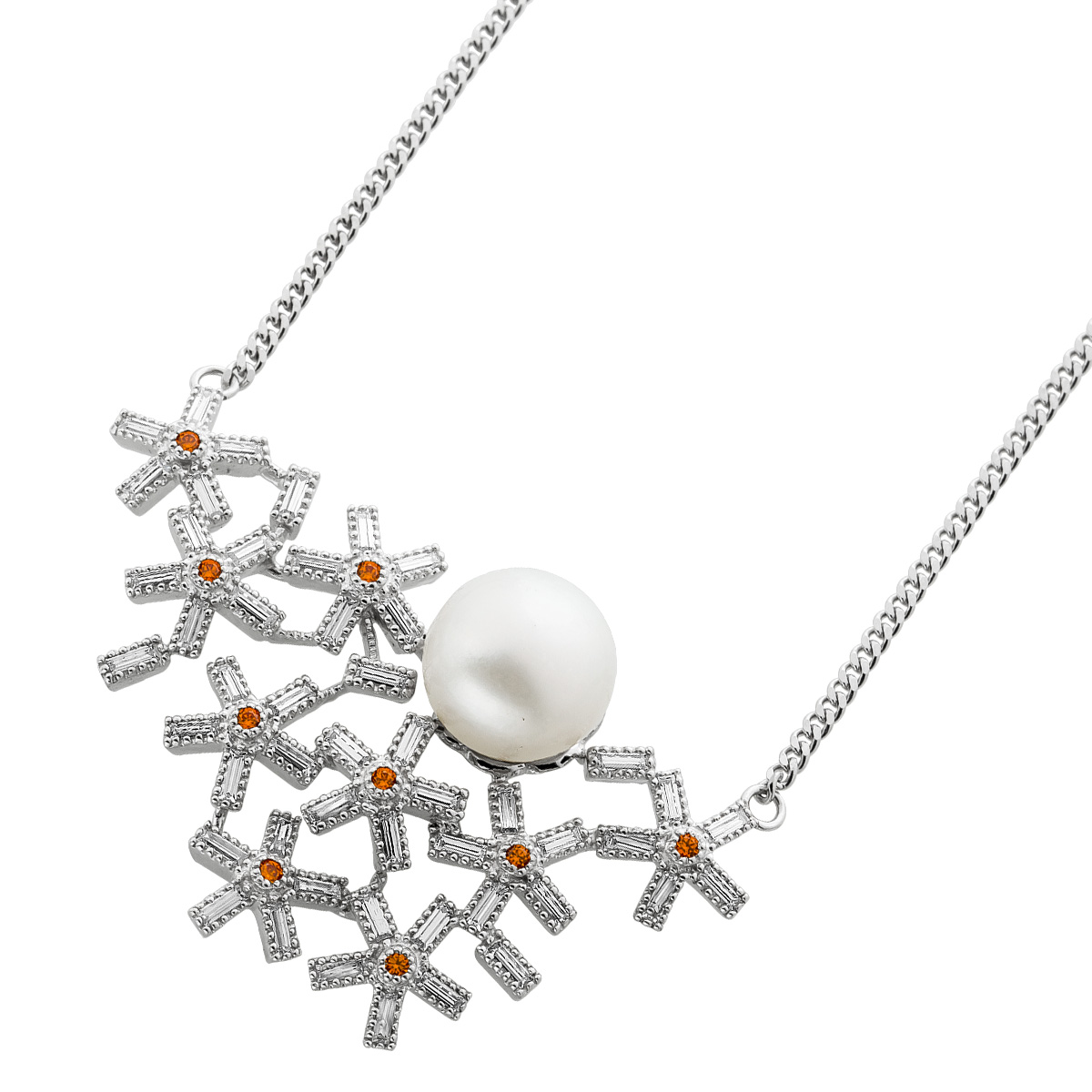 Bluetencollier Kette Weißgold 750 585 Diamanten Südseperle 11mm 42