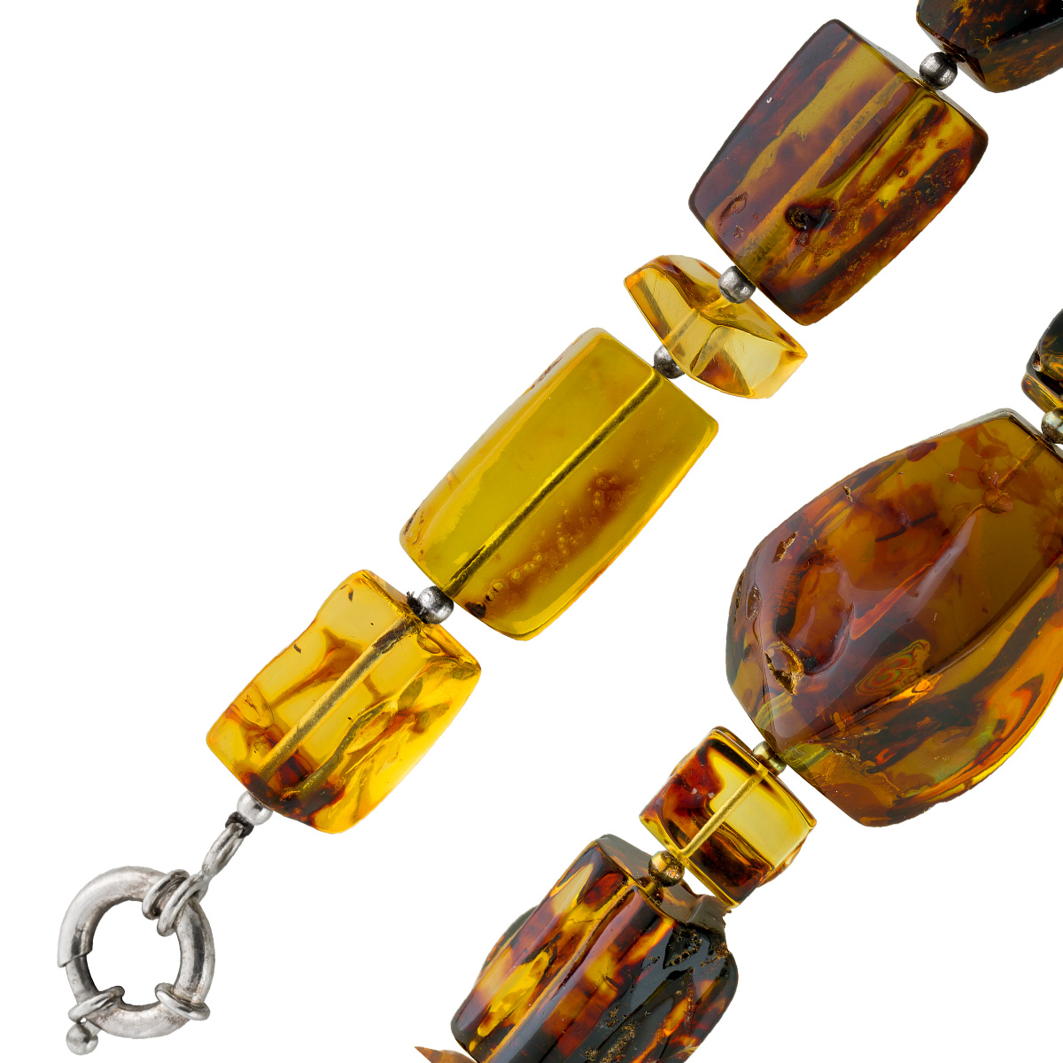 Bernsteinkette Baltische Bernstein Naturfunde 720ct. Silber 925 66