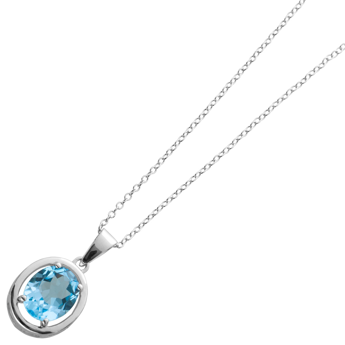Collier Ankerkette Silber 925 blauer Blautopas Edelstein 42