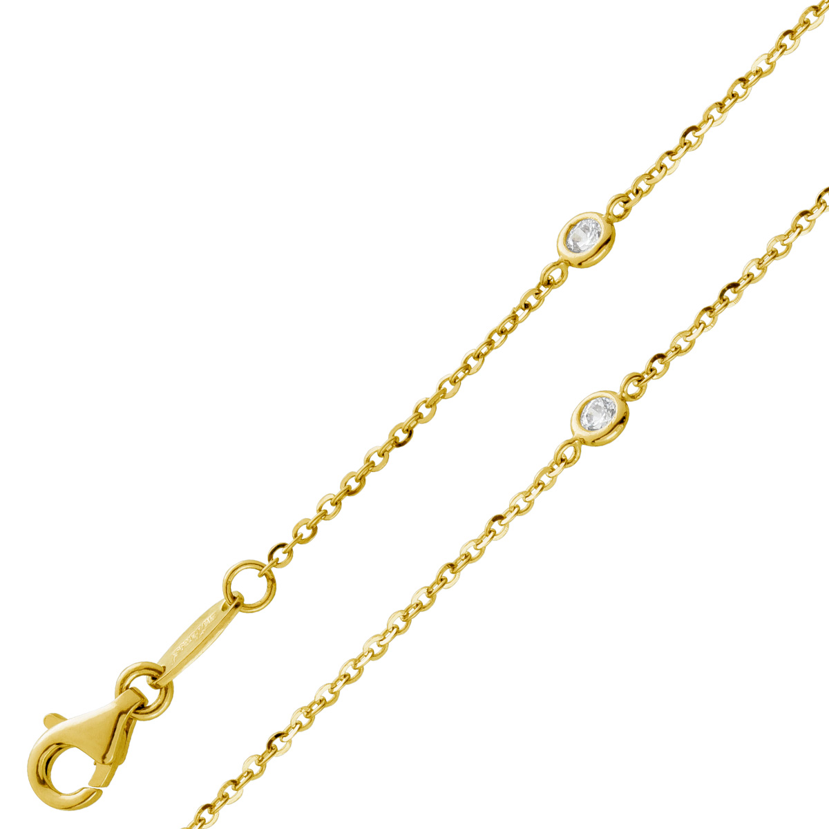 Ankerkette 0,7mm Gelbgold 375 9 Karat weiße Zirkonia 42
