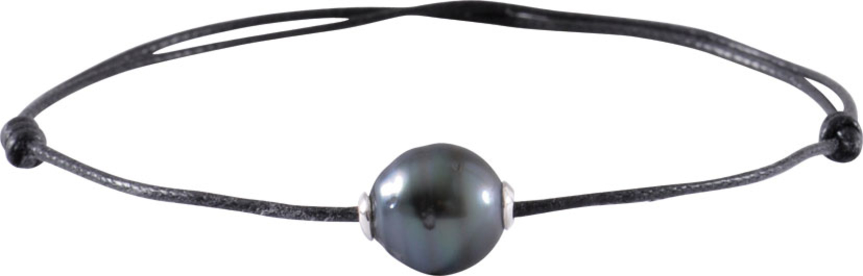 Lederarmband grün graue Tahitiperle 9.7mm 20