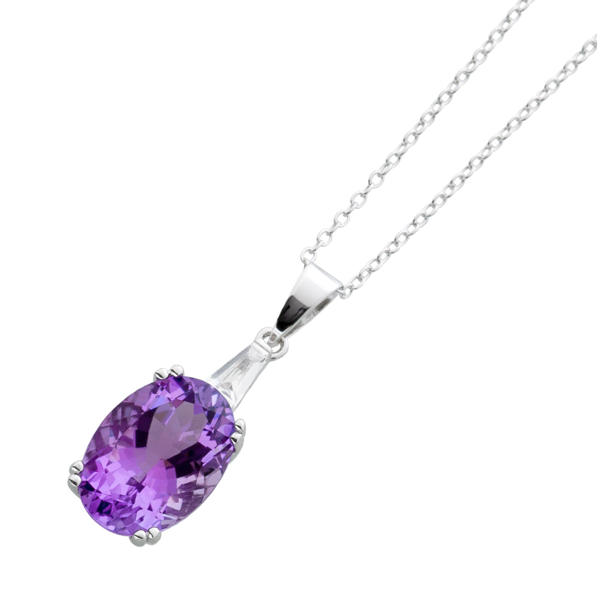 Damenkette Sterling Silber 925 lila Amethyst weißer Topas 42