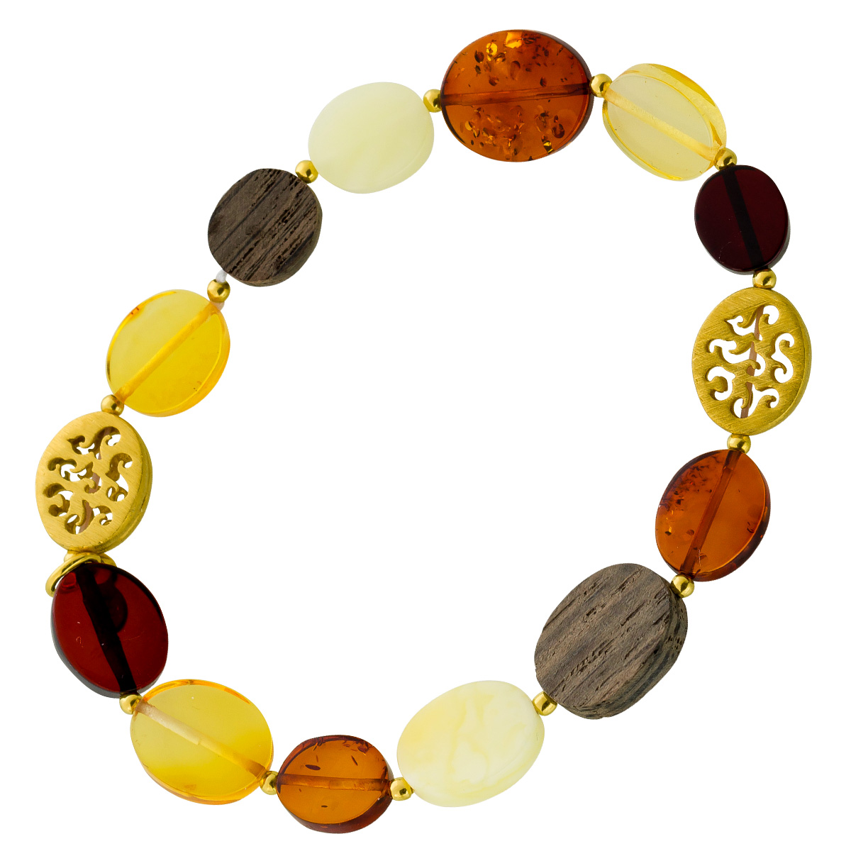 Bernstein Armband braun-gelbe Bernsteine flexibel 18-21cm 99