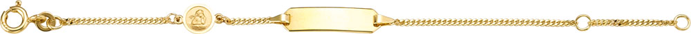Gravur Kinder ID-Armband Gold 333 Flachpanzerarmband Engel 14cm 14