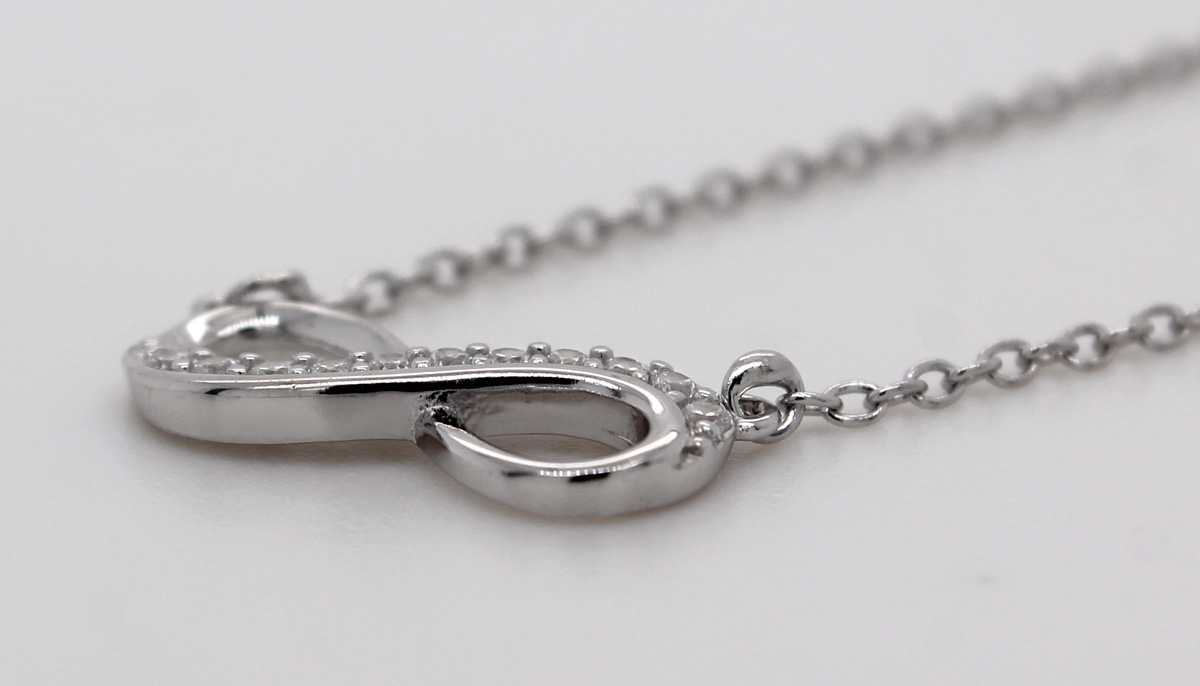 Infinity Collier Silber 925 weiße Zirkonia Steine 40
