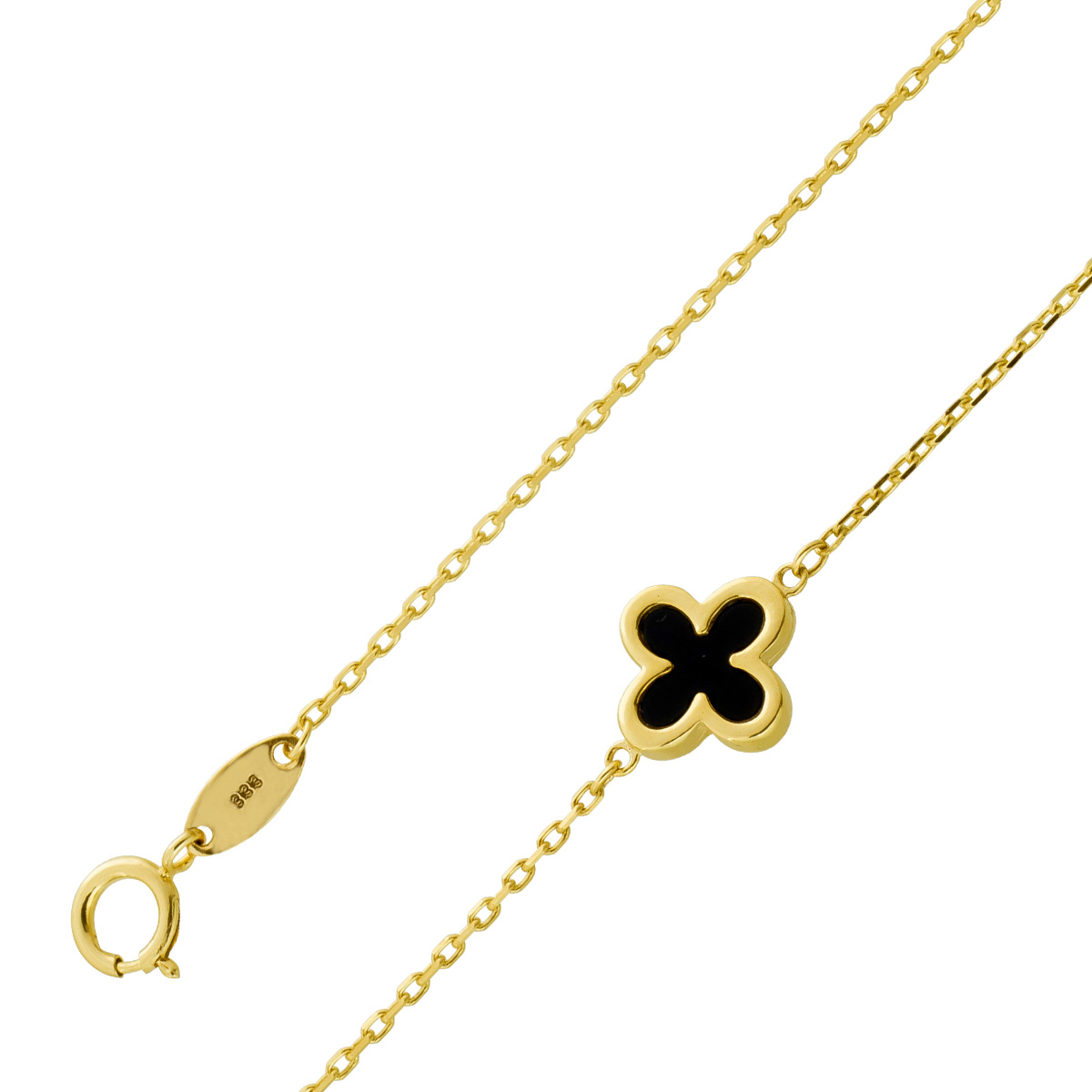 Armband Onyxkleeblatt Gelbgold 333 19