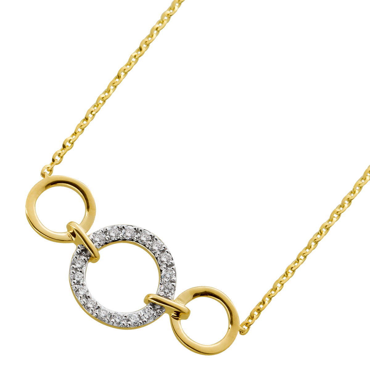 Ankerkette Anhänger Gelbgold 585 16 Brillanten 0.29ct TW VSI Weißgold 45