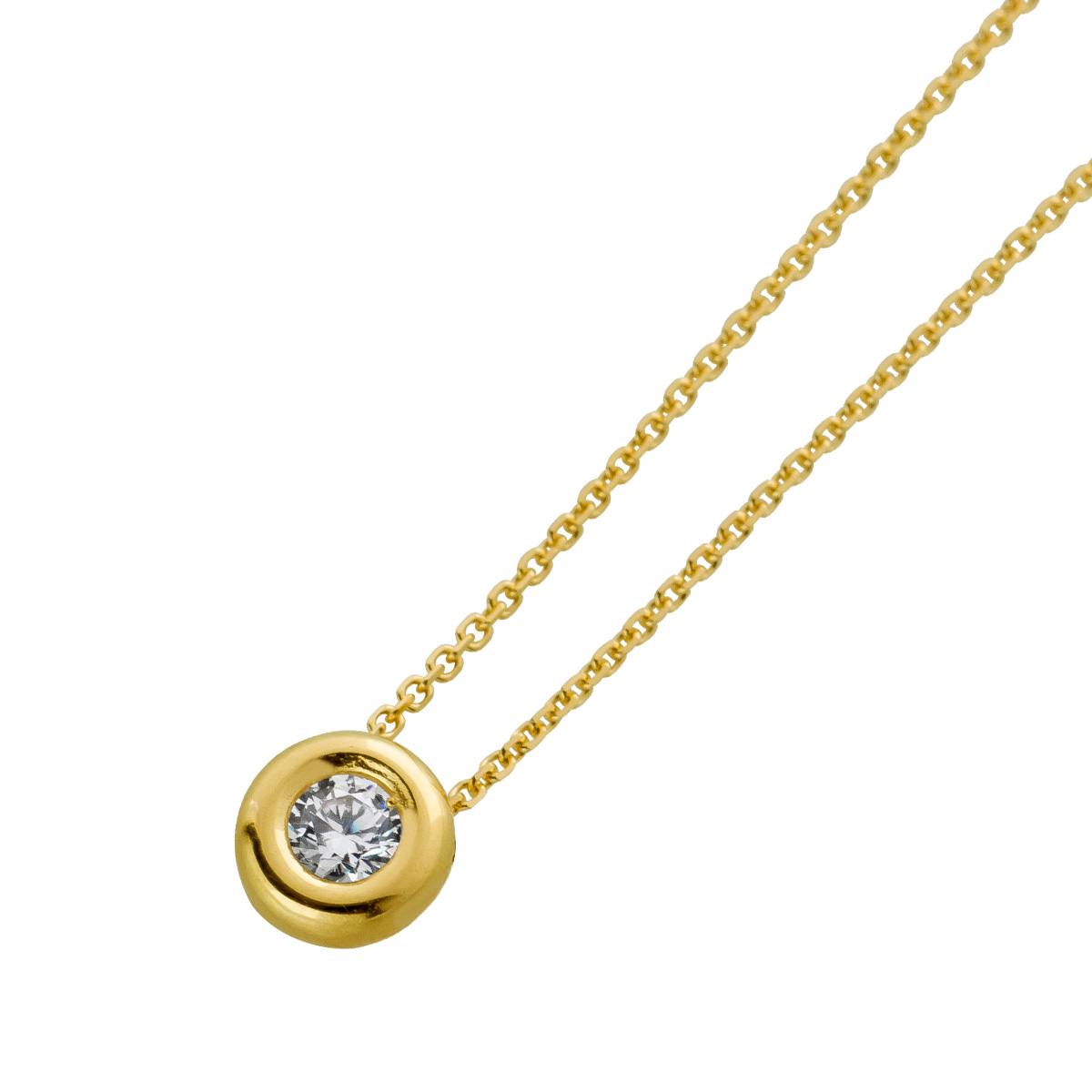 Ankerkette Solitär Anhänger Gelbgold 375 Zirkonia Brillant Look 45