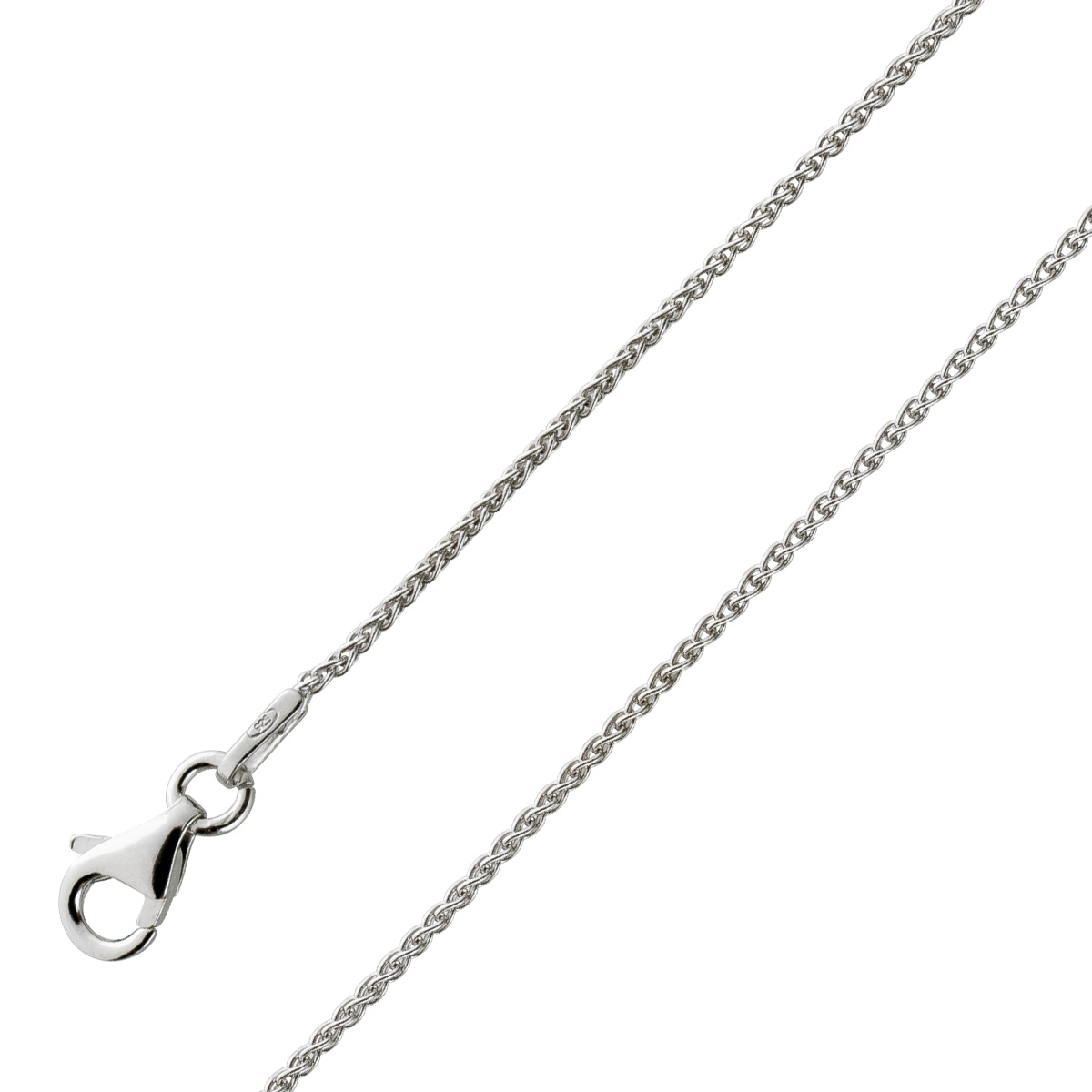 Zopfkette 1,1mm Spiga Kette Silber 925 rhodiniert 45